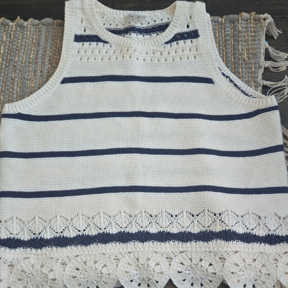 Abercrombie Kids Navy and White Knit Top